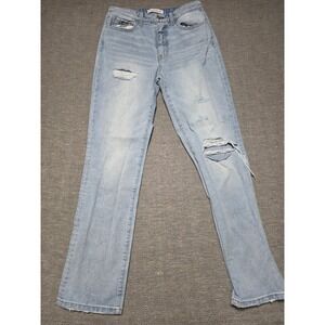 Flying Monkey Womens Size 27 Light Wash Distressed Ripped Straight Leg Jeans